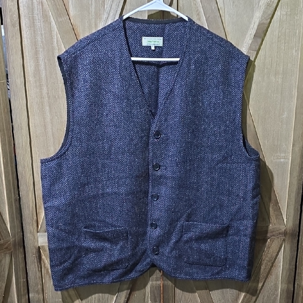 Vintage Jimmy Hourihan Irish Tweed Herribone Patterned Wool Vest Mens XXL